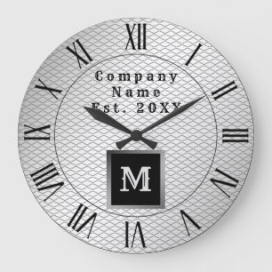 Reloj Redondo Grande Elegante plata de lujo Metalizado Monogramado