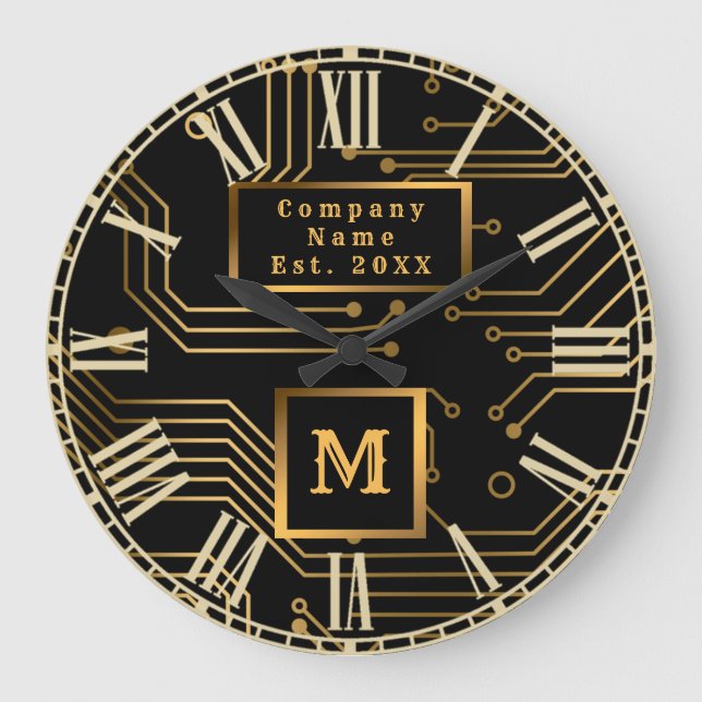 Reloj Redondo Grande Elegante Profesional de Lujo Monogramado (Anverso)