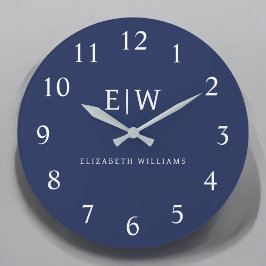Reloj Redondo Grande Elegante Profesional Simple Monograma Minimalista
