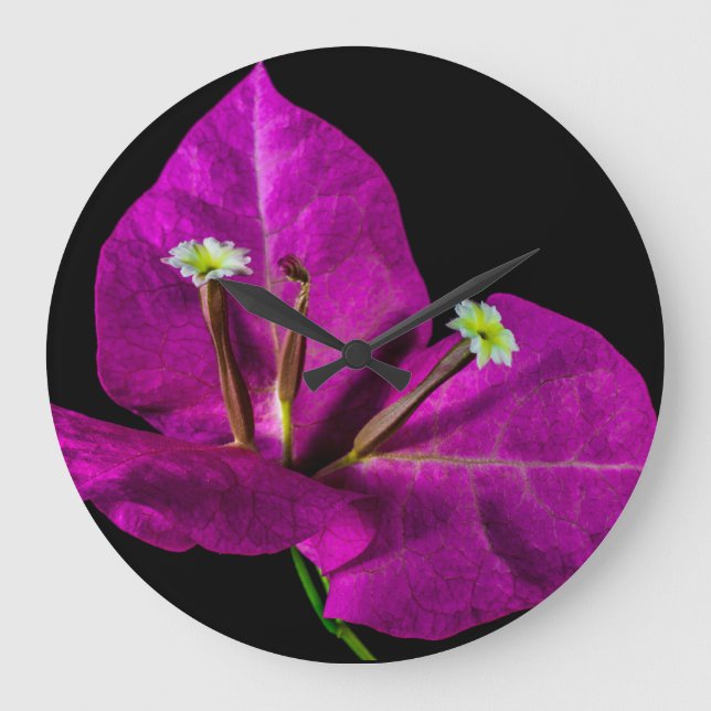 Reloj Redondo Grande Elegante Purple Bougainvillea (Anverso)