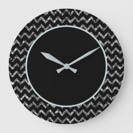 Reloj Redondo Grande Elegante Purpurina de espuma de glam negro platead