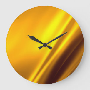 Reloj Redondo Grande Elegante rayado de satén dorado