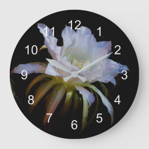 Reloj Redondo Grande Elegante Reina de la flor de cactus nocturna