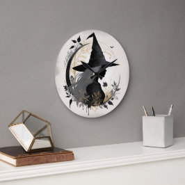 Reloj Redondo Grande Elegante reloj grande de bruja de Halloween de épo