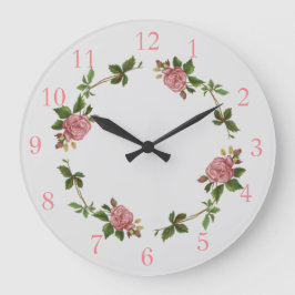 Reloj Redondo Grande Elegante Rosa de época rosa