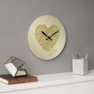 Reloj Redondo Grande Elegante Rosa De Oro De Mi Corazón