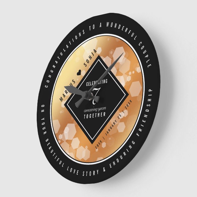 Reloj Redondo Grande Elegante sétimo aniversario de Boda de cobre (Ángulo)