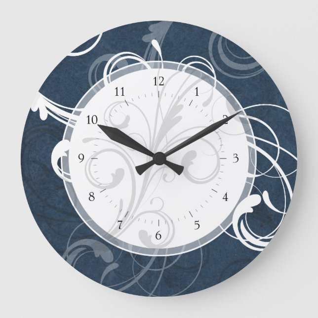 Reloj Redondo Grande Elegante Swirls Blue Verde azulado (Anverso)