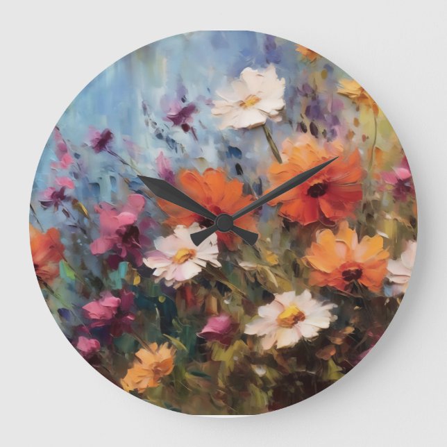 Reloj Redondo Grande elegante tema floral (Anverso)