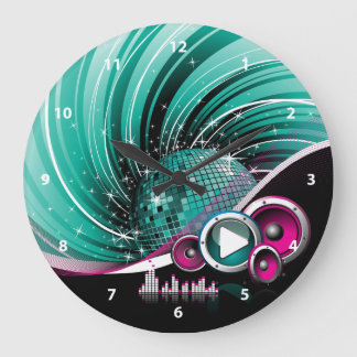 Reloj Redondo Grande Elegante vector de bolas Funky Girly Disco