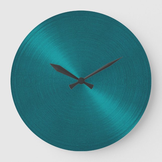 Reloj Redondo Grande Elegante Verde azulado Blue Metallic Look Sheen (Anverso)
