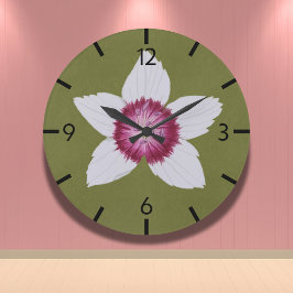 Reloj Redondo Grande Elegante verde oliva moderno Clematis de mano