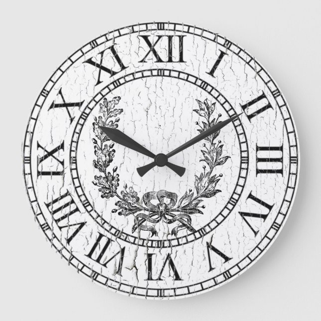 Reloj Redondo Grande Elegante Wreath francés con clima personalizado (Anverso)