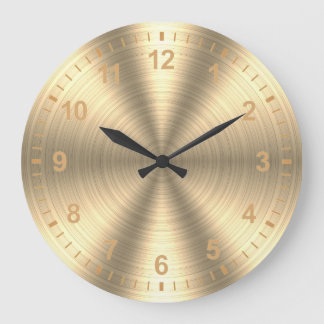 Reloj Redondo Grande Elegante y brillante metal dorado