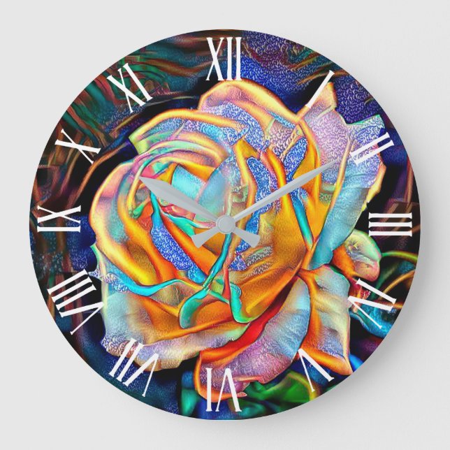 Reloj Redondo Grande Elegante y brillante sueño de arte Rosa (Anverso)