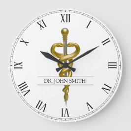 Reloj Redondo Grande Elegante y elegante Asclepio Médico Noble Plata Do