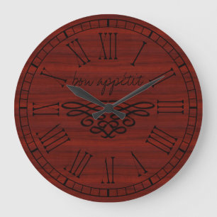 Reloj Redondo Grande Elegante y elegante Bon apetito Madera de Cerezo R