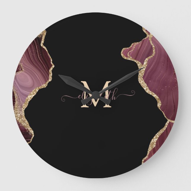 Reloj Redondo Grande Elegante y elegante Purpurina de oro Agate de Borg (Anverso)