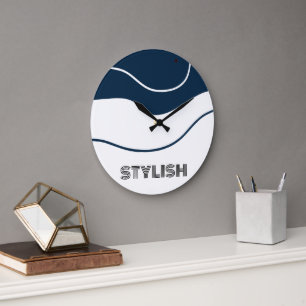 Reloj Redondo Grande Elegante y moderno azul y blanco