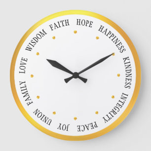 Reloj Redondo Grande Elegantes vibraciones positivas en oro y blanco