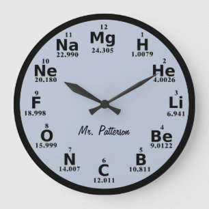 Reloj Redondo Grande Elemento de ciencia de tabla periódica personaliza
