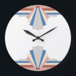 Reloj Redondo Grande Elementos Art deco en oro rosa, azul y gris03<br><div class="desc">Un clásico estilo art decó creado en oro rosa,  azul y gris (plata)</div>