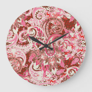 Reloj Redondo Grande Elementos paisajistas asiáticos, boho vintage.