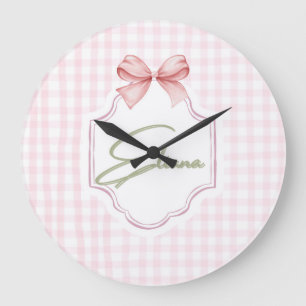 Reloj Redondo Grande Eliana Lazo Rosa Personalizado & Estampado de Cuad