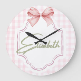 Reloj Redondo Grande Elizabeth Baby Nursery Gingham Personalizada