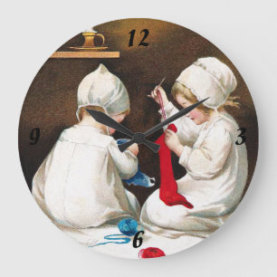 Reloj Redondo Grande Ellen H. Clapsaddle: Chicas que cosen medias