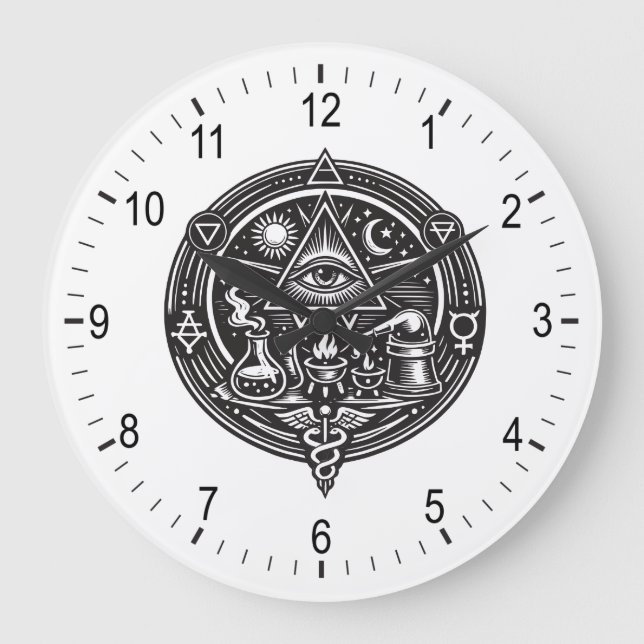 Reloj Redondo Grande emblema de alquimia (Anverso)