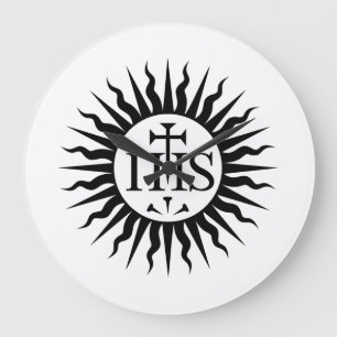 Reloj Redondo Grande Emblema de la Compañía de Jesús Monograma