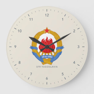 Reloj Redondo Grande Emblema del Estado de la RFS Yugoslavia en un Dial