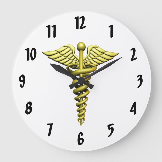 Reloj Redondo Grande Emblema médico (Anverso)