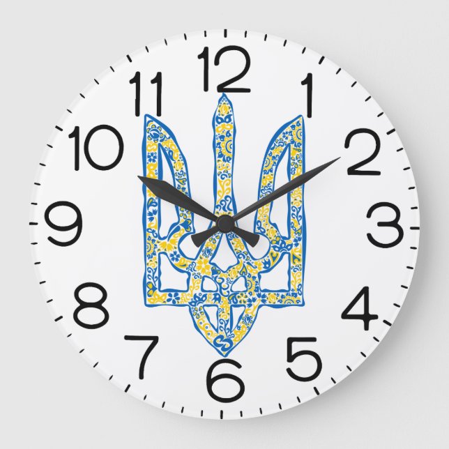 Reloj Redondo Grande Emblema nacional ucraniano trident tryzub (Anverso)