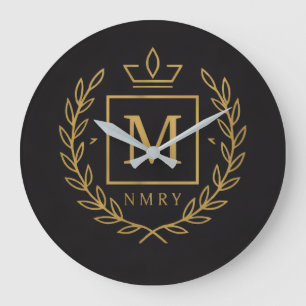 Reloj Redondo Grande "Emblema Real NMKY – Diseño de Cresta con Monogram