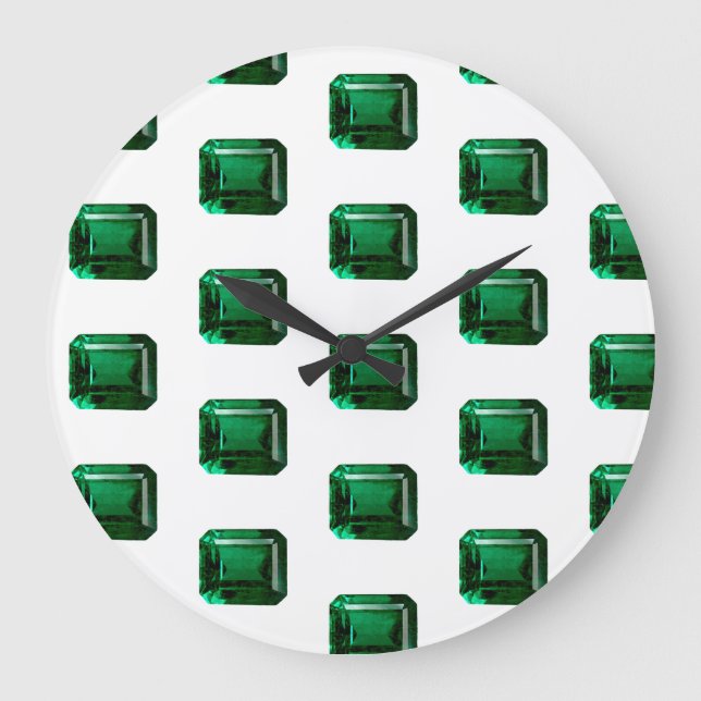 Reloj Redondo Grande Emerald Gemstone pattern, May Birthstone (Anverso)