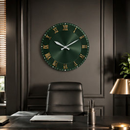 Reloj Redondo Grande  Emerald Green Luxury Gold Elegant