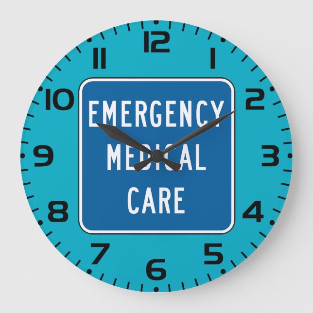 Reloj Redondo Grande Emergency Medical Care Road Sign (Anverso)