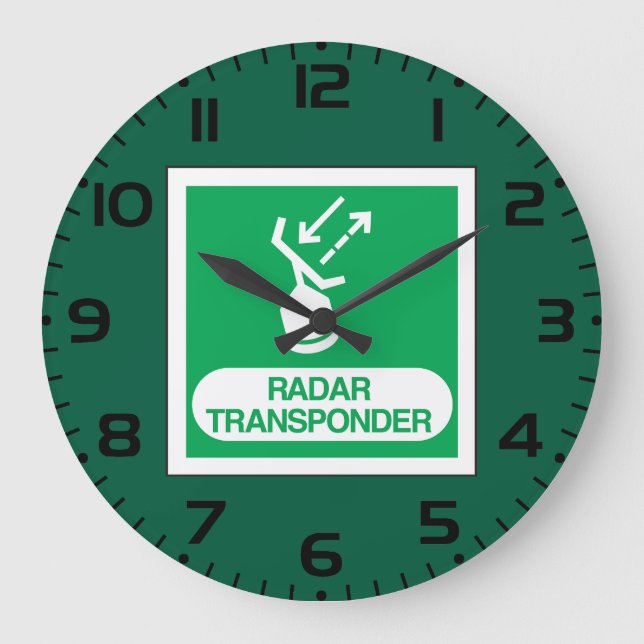 Reloj Redondo Grande Emergency Radar Transponder Safety Sign (Anverso)