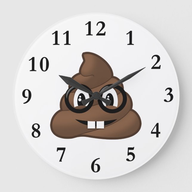 Reloj Redondo Grande Emoji de canto de lentes nerviosos (Anverso)