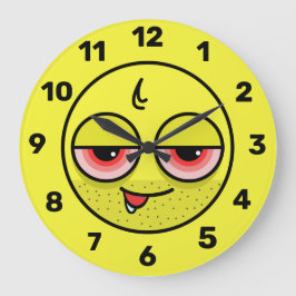 Reloj Redondo Grande Emoji de cara de resaca