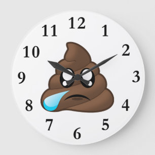 Reloj Redondo Grande Emoji de Poop de lágrimas tristes