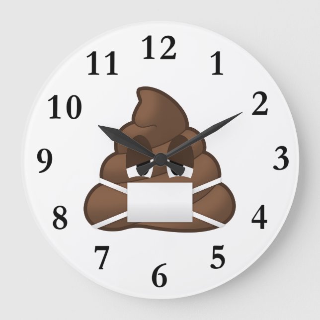 Reloj Redondo Grande Emoji de popa de máscara de enfermedad (Anverso)