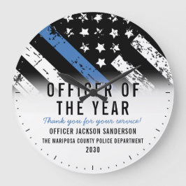 Reloj Redondo Grande Empleado de policía del año Línea Azul delgada