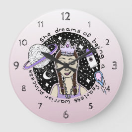 Reloj Redondo Grande Empoderar al Chica feminista Princesa Galaxy Dream