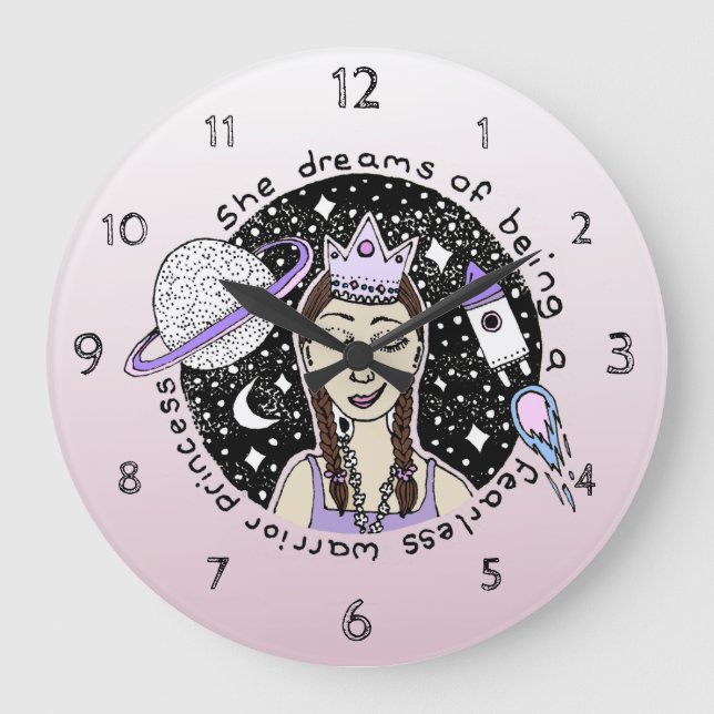 Reloj Redondo Grande Empoderar al Chica feminista Princesa Galaxy Dream (Anverso)