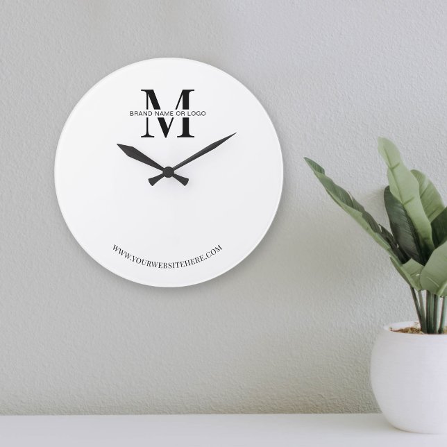 Reloj Redondo Grande Empresa de regalos corporativos con logotipo de ne (Minimalist branded wall clock with space for your monogram or business logo)