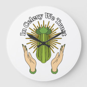 Reloj Redondo Grande En Celery confiamos - Celery Juice Lover Funny Cel