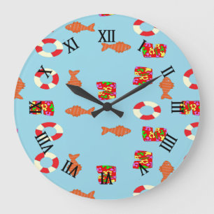 Reloj Redondo Grande En el patrón marino